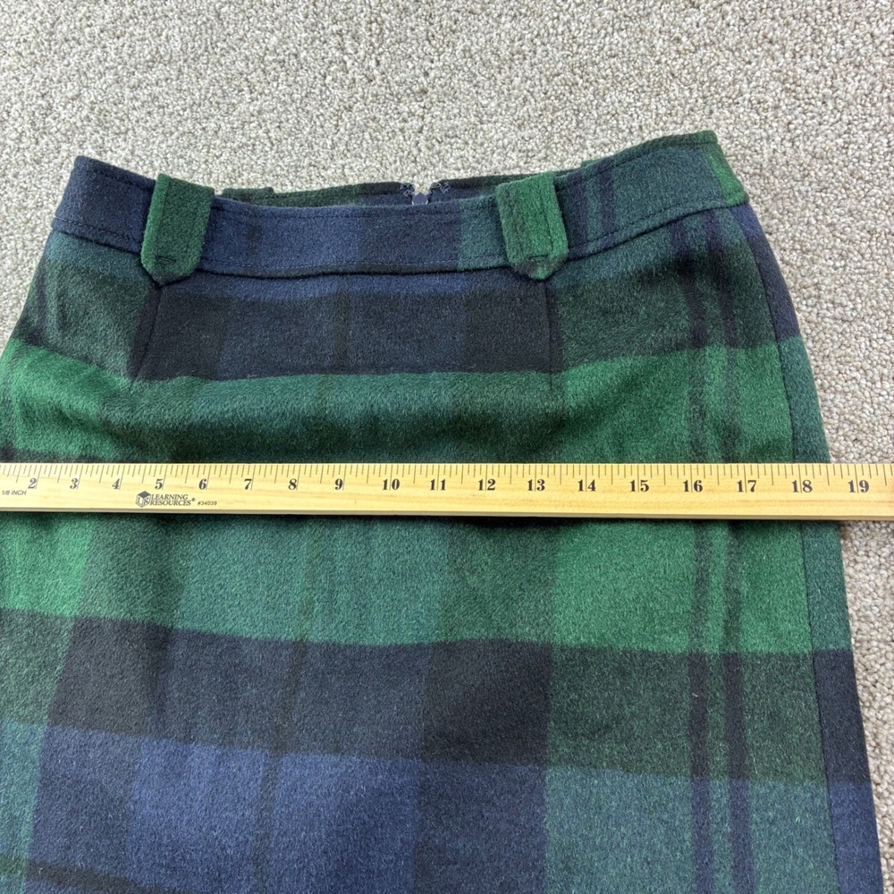 Talbots Tartan Plaid Wool Blend Womens 6 A-Line Green Blue Preppy Academia - Picture 6 of 7